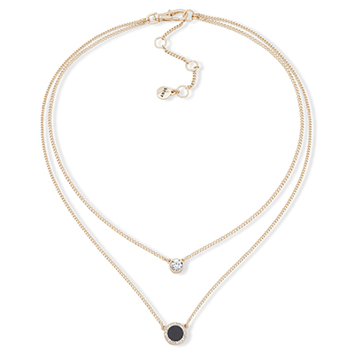 DKNY<sup>&reg;</sup> Double Pendant Necklace Gold - Dazzle with a double layer of elegant stone and crystal pendants on this chic layered necklace from DKNY.